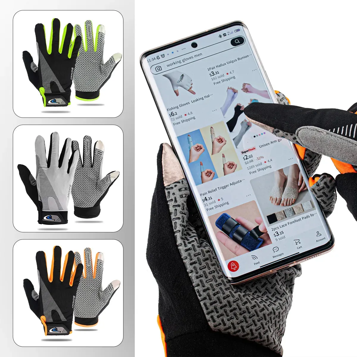 1 Pair Sun Protection Ice Silk Fishing Gloves Women Men Anti-slip Breathable Anti-UV Two Finger Sports Cycling Running Gloves