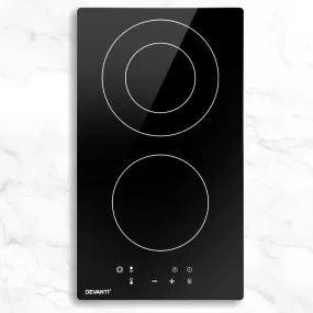 3200W Black Ceramic Electric Cooktop, 30cm, Touch Control - Devanti