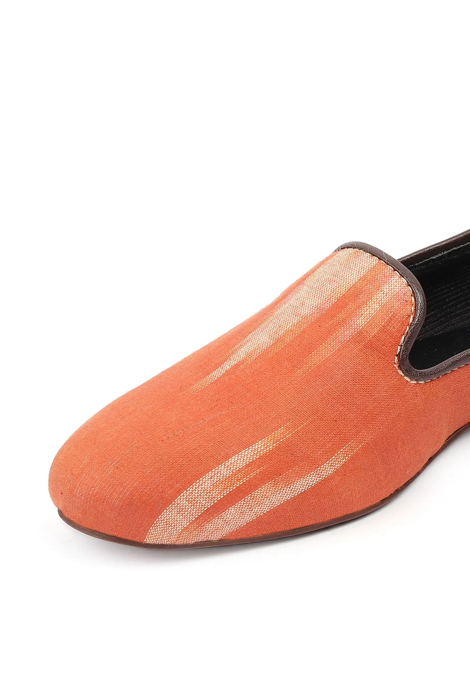 Black & Coral Pink Ikat Flat Cruelty Free Leather Ballerina