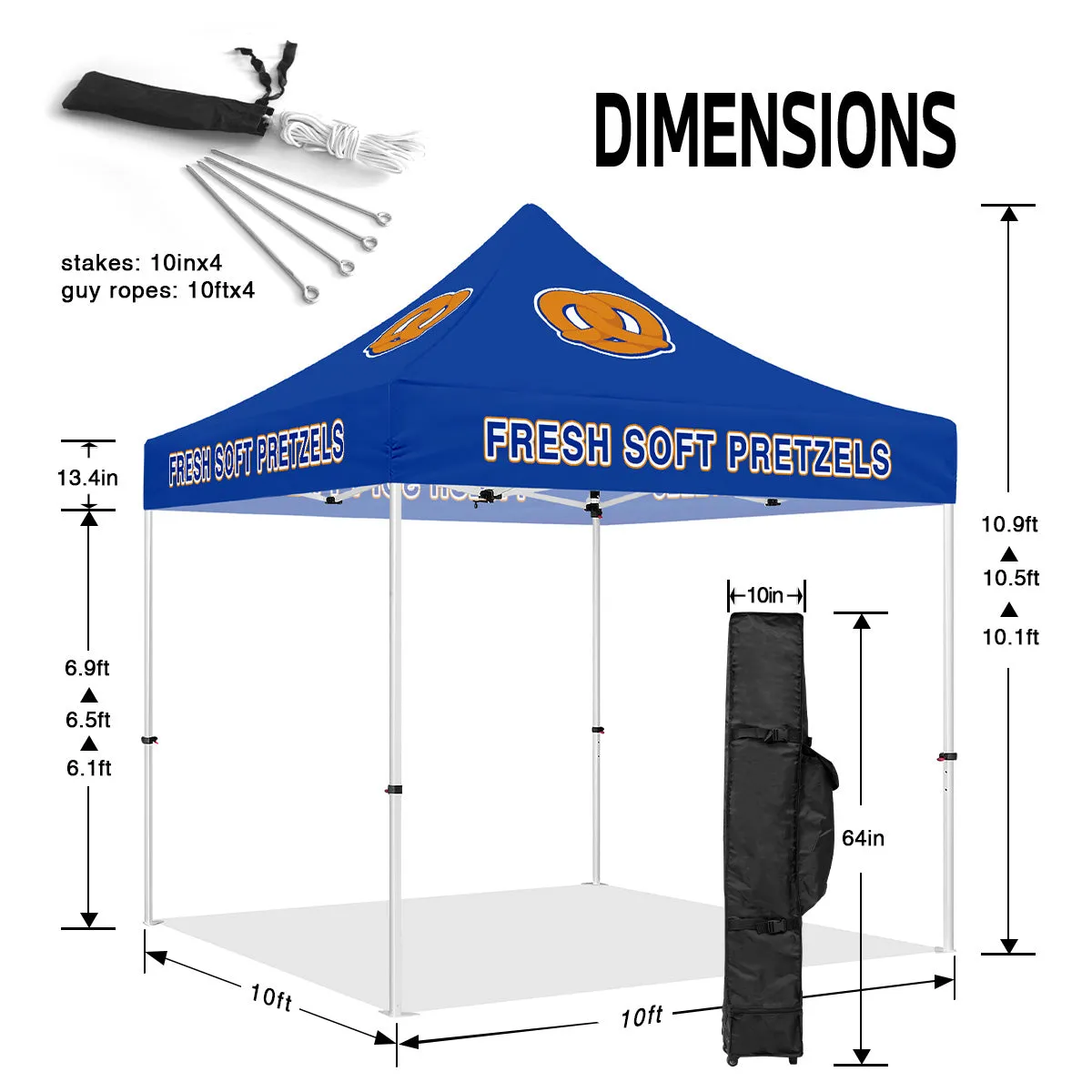 Booth Tents- Fresh Soft Pretzels 10x10 Pop Up Canopy Tent