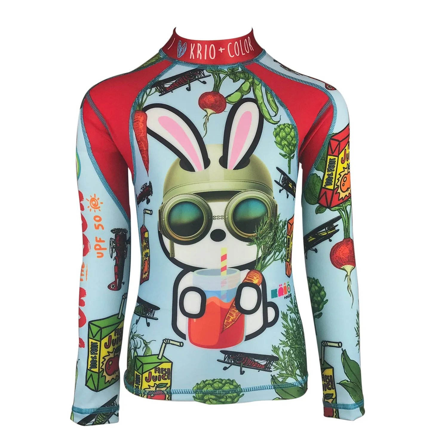 Bunny Veggies Boys Long Sleeve Rash Guard With Zipper