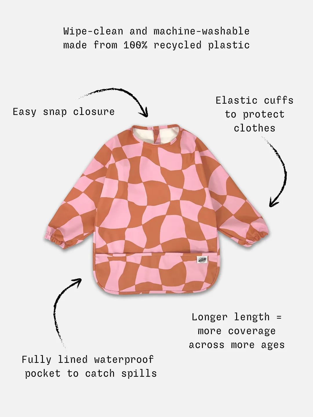 Children's Smock Bib – Pink Checkers