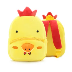 Cute children's plush backpack with rooster pattern