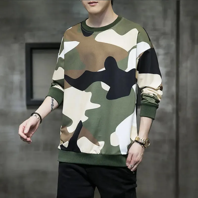 Fall Men's Clothing Camouflage Pullover Sweatshirt