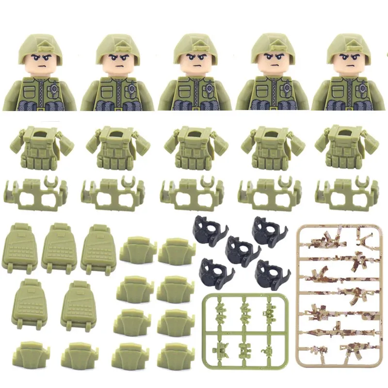 Hot Military Building Blocks Ghost Special Forces Soldiers Figure Bandits Accessories Gun Backpacks Vests Belts Weapons Kids Toy