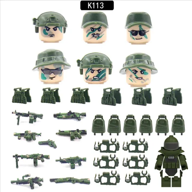 Hot Military Building Blocks Ghost Special Forces Soldiers Figure Bandits Accessories Gun Backpacks Vests Belts Weapons Kids Toy