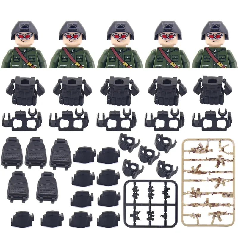 Hot Military Building Blocks Ghost Special Forces Soldiers Figure Bandits Accessories Gun Backpacks Vests Belts Weapons Kids Toy