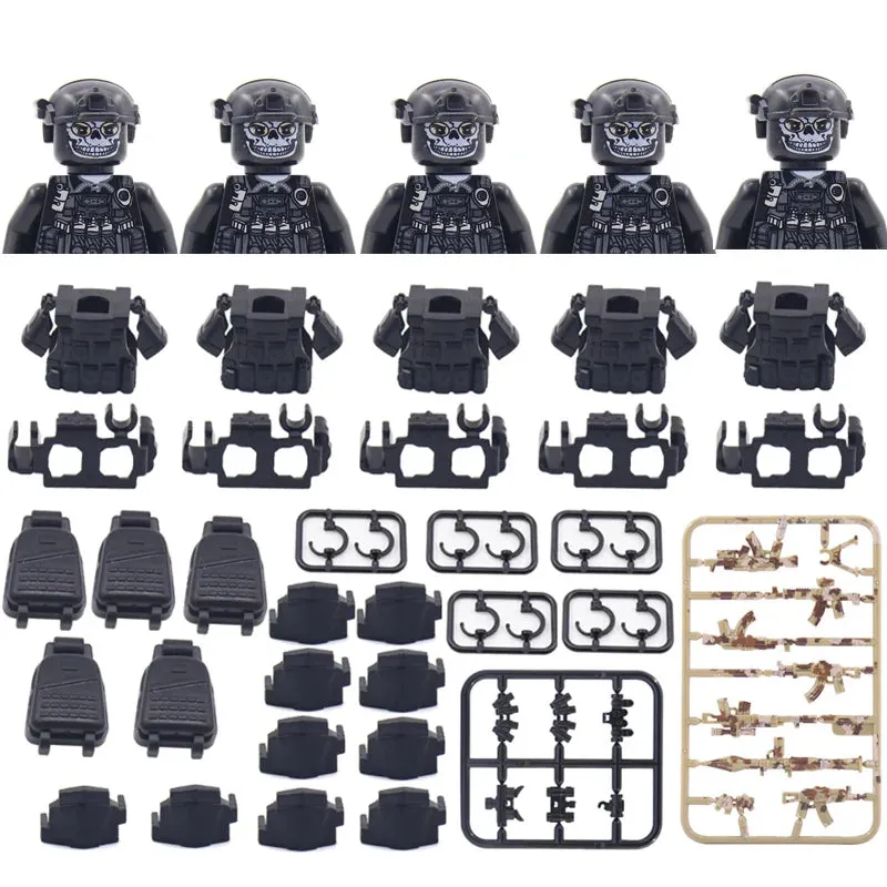 Hot Military Building Blocks Ghost Special Forces Soldiers Figure Bandits Accessories Gun Backpacks Vests Belts Weapons Kids Toy