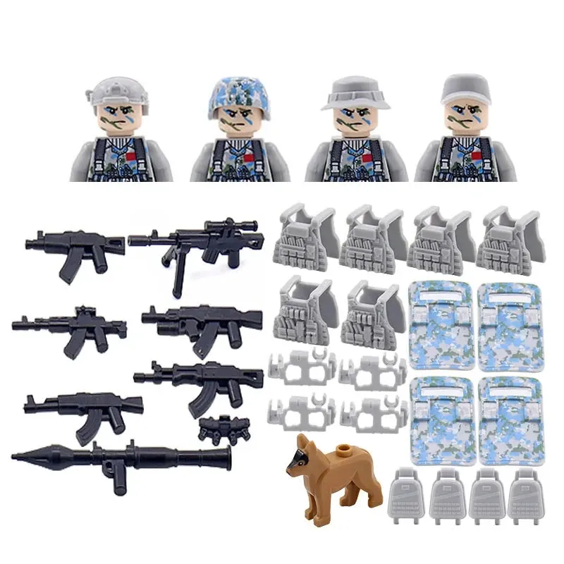 Hot Military Building Blocks Ghost Special Forces Soldiers Figure Bandits Accessories Gun Backpacks Vests Belts Weapons Kids Toy