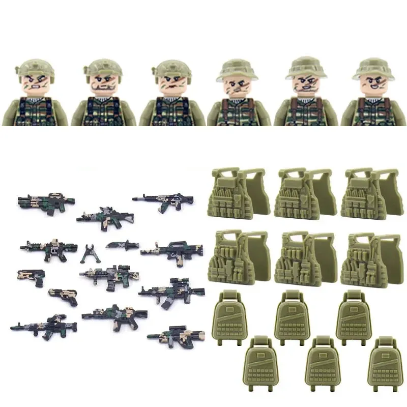 Hot Military Building Blocks Ghost Special Forces Soldiers Figure Bandits Accessories Gun Backpacks Vests Belts Weapons Kids Toy