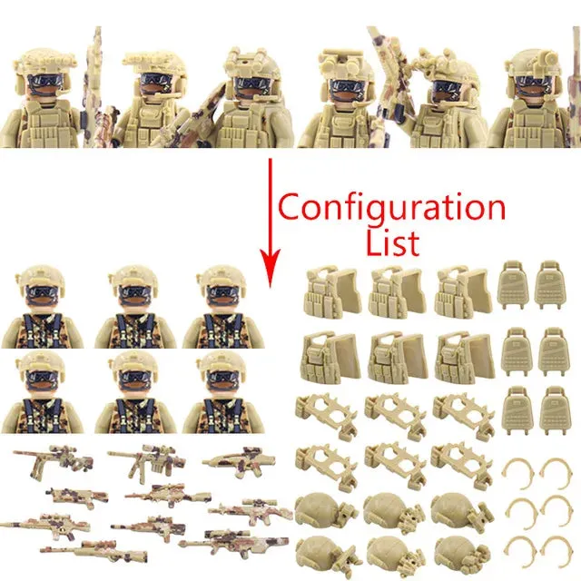 Hot Military Building Blocks Ghost Special Forces Soldiers Figure Bandits Accessories Gun Backpacks Vests Belts Weapons Kids Toy