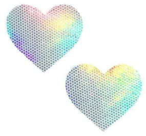 Liquid Party Pure White Holographic I Heart U Pasties