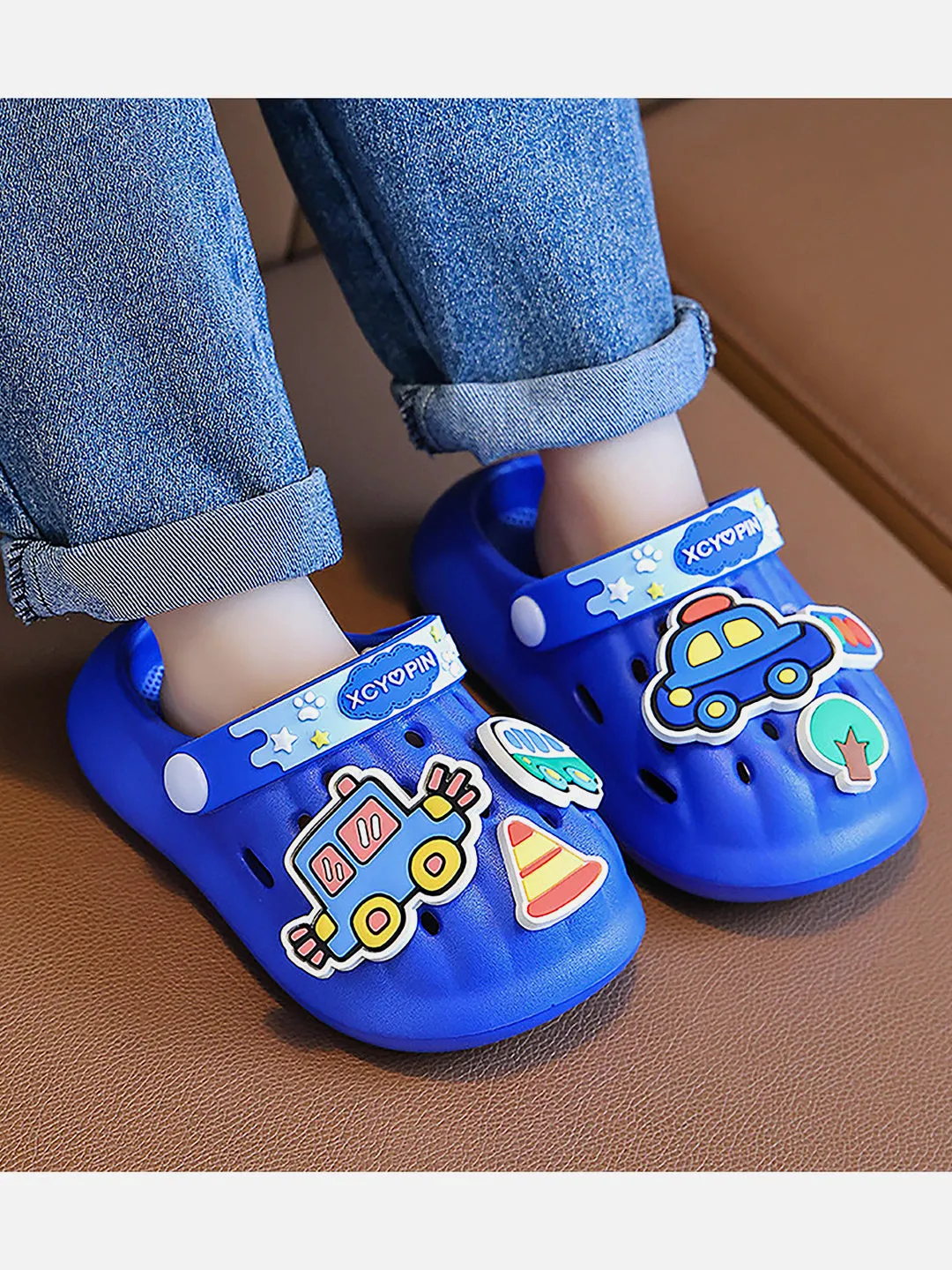 Little Surprise Box Blue Transport theme Slip on Clogs/Footwear for Toddlers & Kids