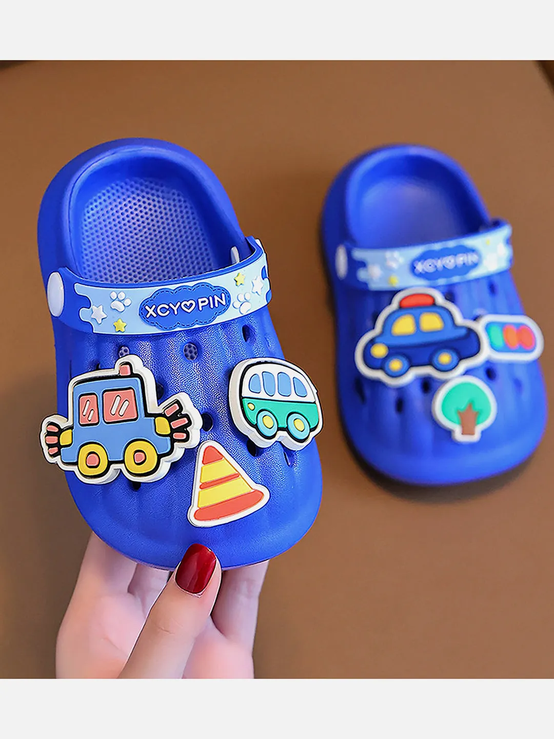 Little Surprise Box Blue Transport theme Slip on Clogs/Footwear for Toddlers & Kids