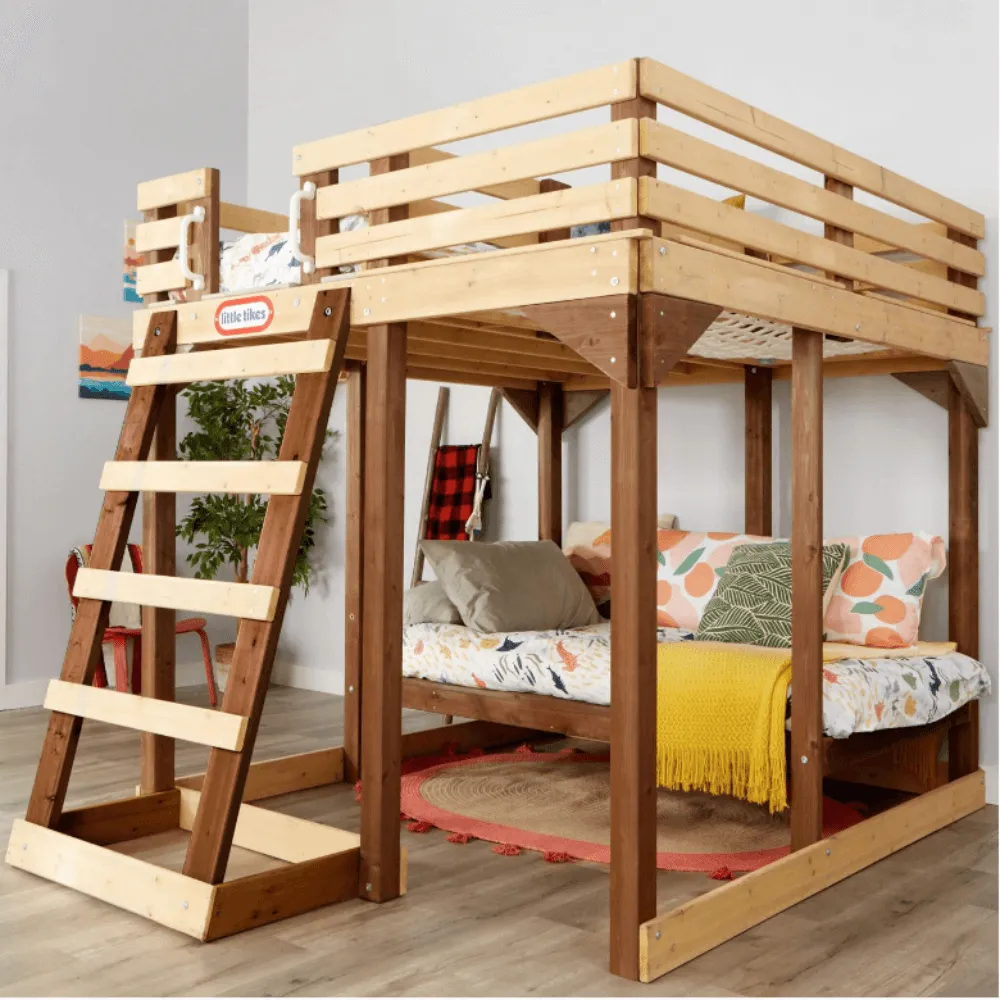 Little Tikes Wooden 4-In-1 Study Fort 5ft Loft Bed Set