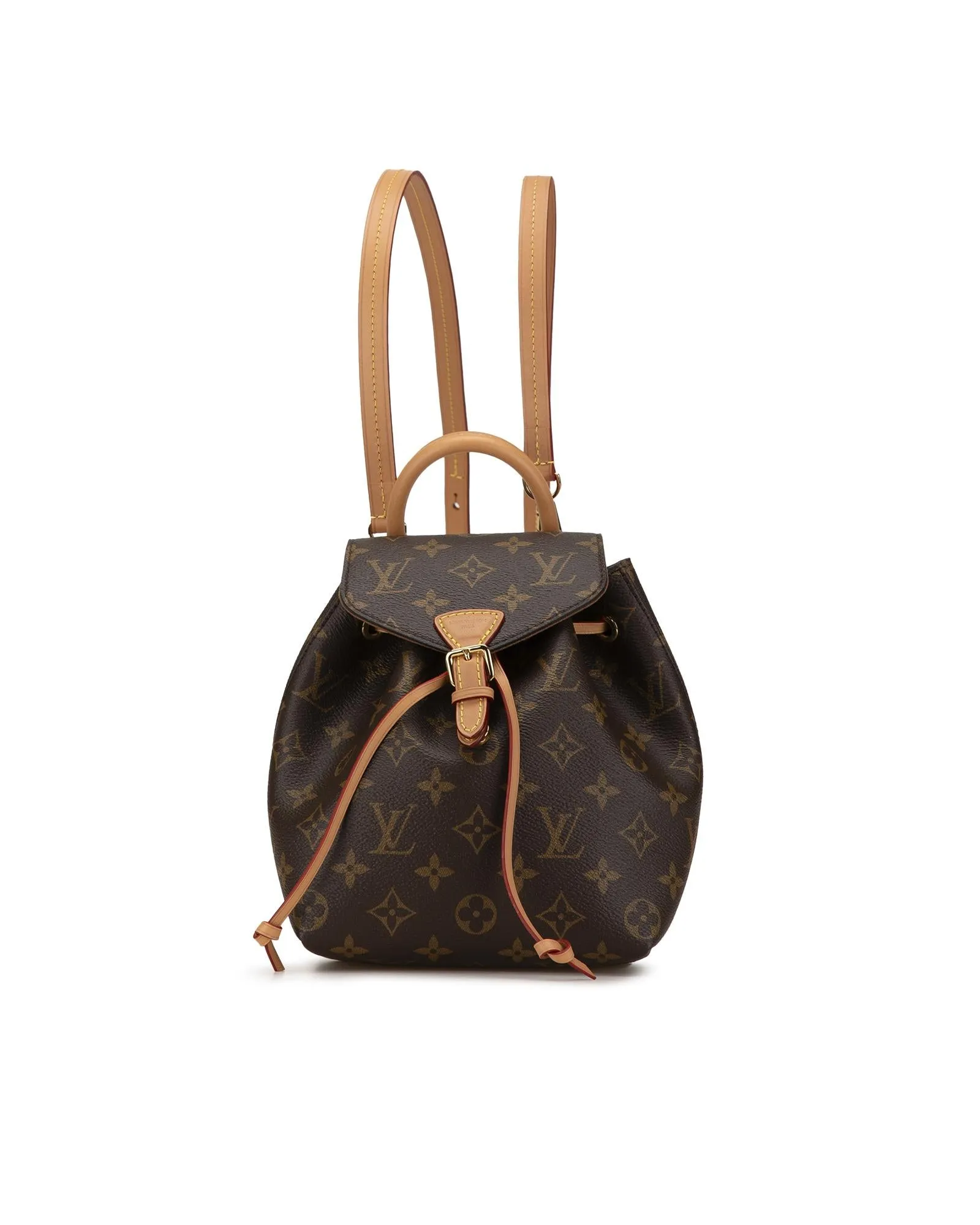 Monogram Canvas Backpack with Vachetta Leather Trim and Drawstring Closure