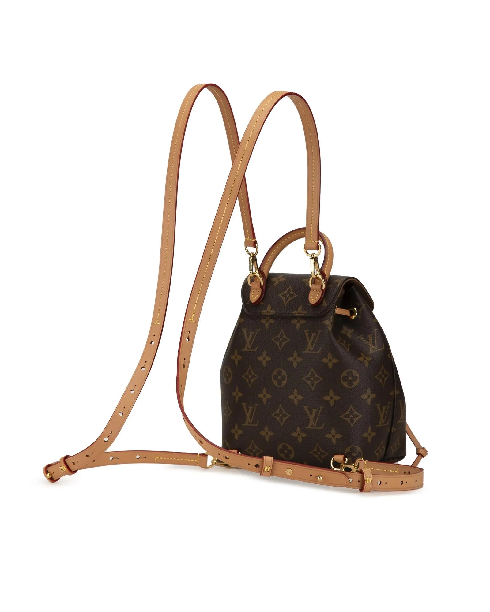 Monogram Canvas Backpack with Vachetta Leather Trim and Drawstring Closure