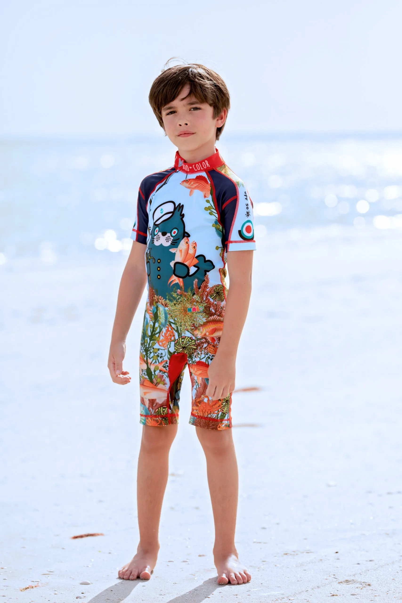 Oceano Sea Lion Boys Short Sleeve Sunsuit