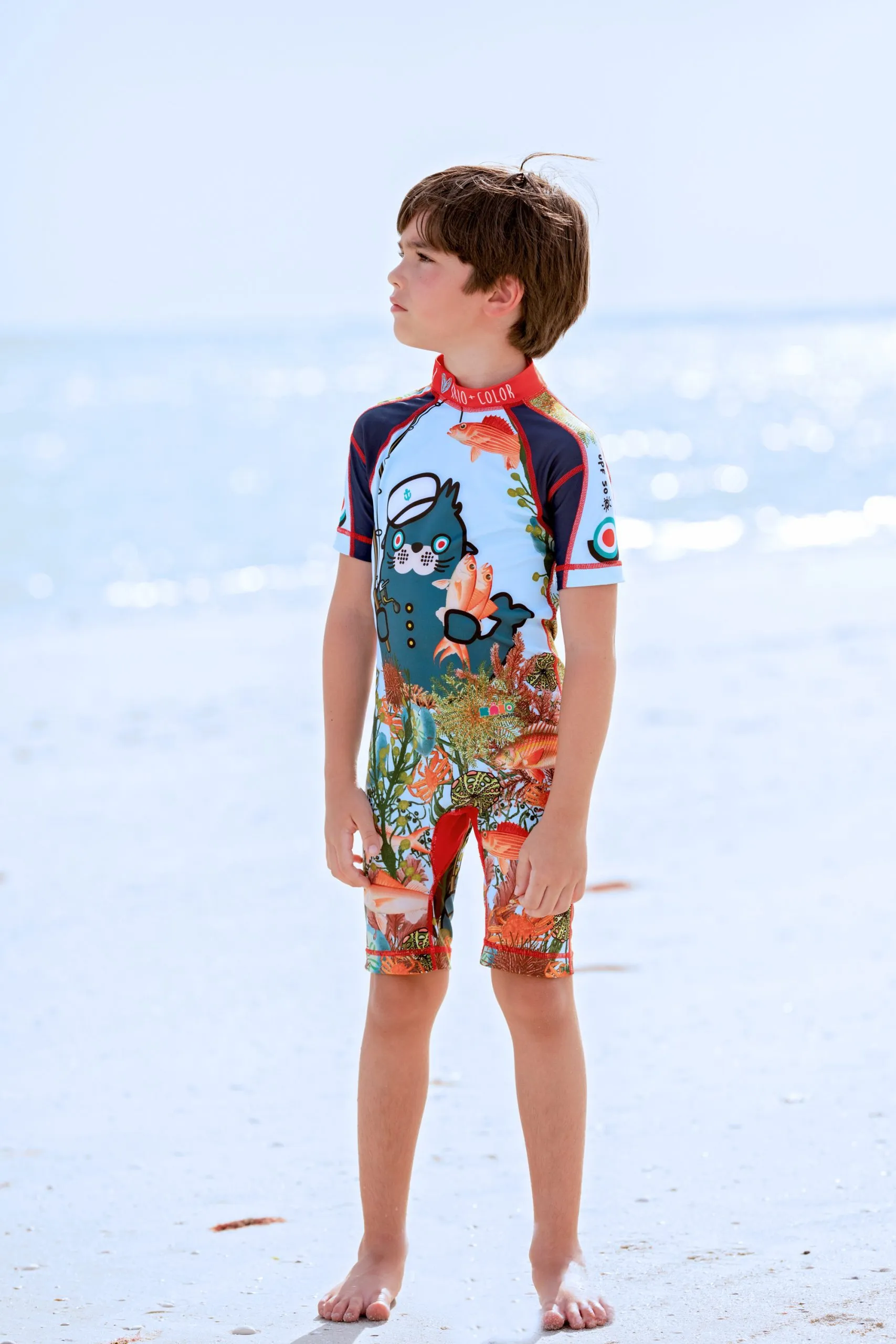 Oceano Sea Lion Boys Short Sleeve Sunsuit