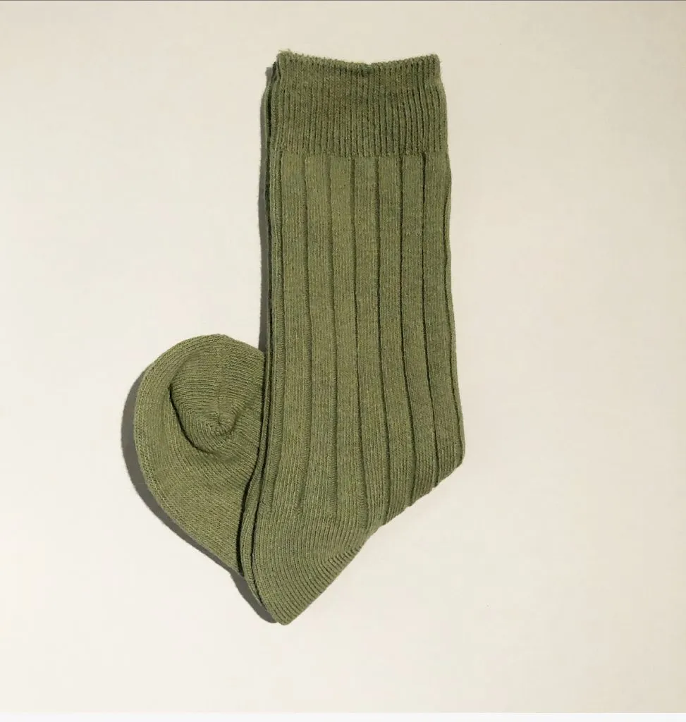 Rib Knee High Socks - Moss