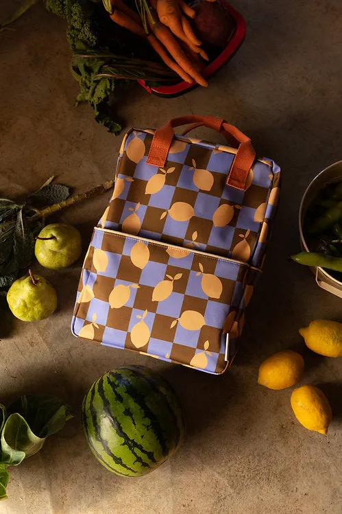 Sticky Lemon Backpack Large | Farmhouse Checkerboard Lemons